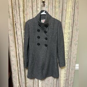 Georgiou Studio Gray Tweed Wool Double‎ Breasted Peacoat Size Small